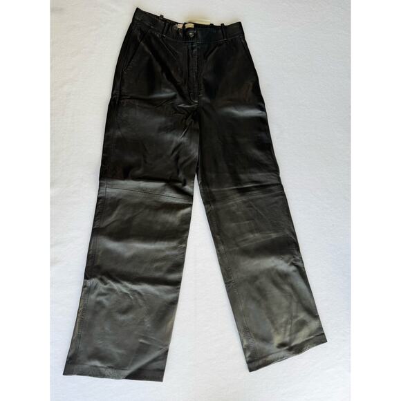 Loulou Studio Noro Lambskin Leather Pants Black Size Small High Rise Wide Leg - Picture 6 of 7